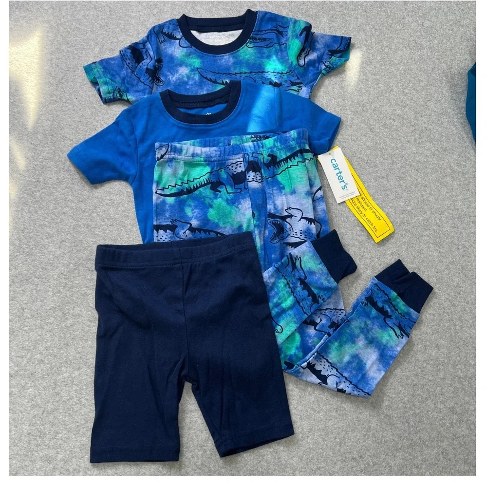 Carter's Toddler Boy Dinosaur‎ Outfit Bundle Size 4 Hoodie Joggers & Pajama Set